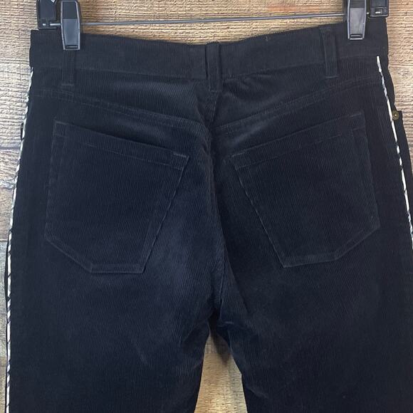 Burberry Corduroy Pants Black Nova Check Side Stripe Size 6 - Picture 6 of 12